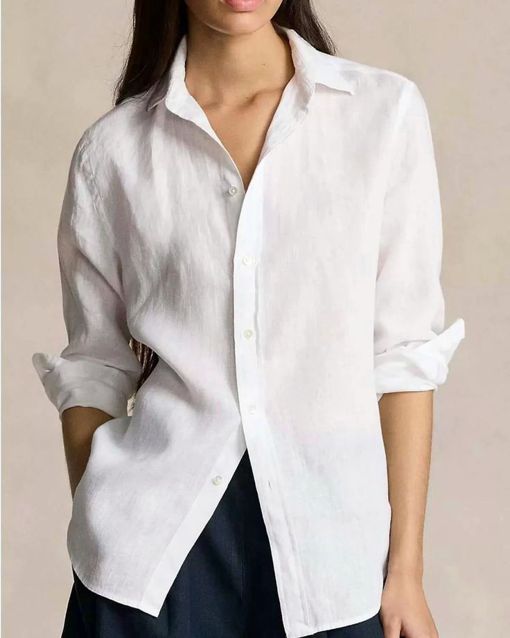 מכופתרת פשתן לורן